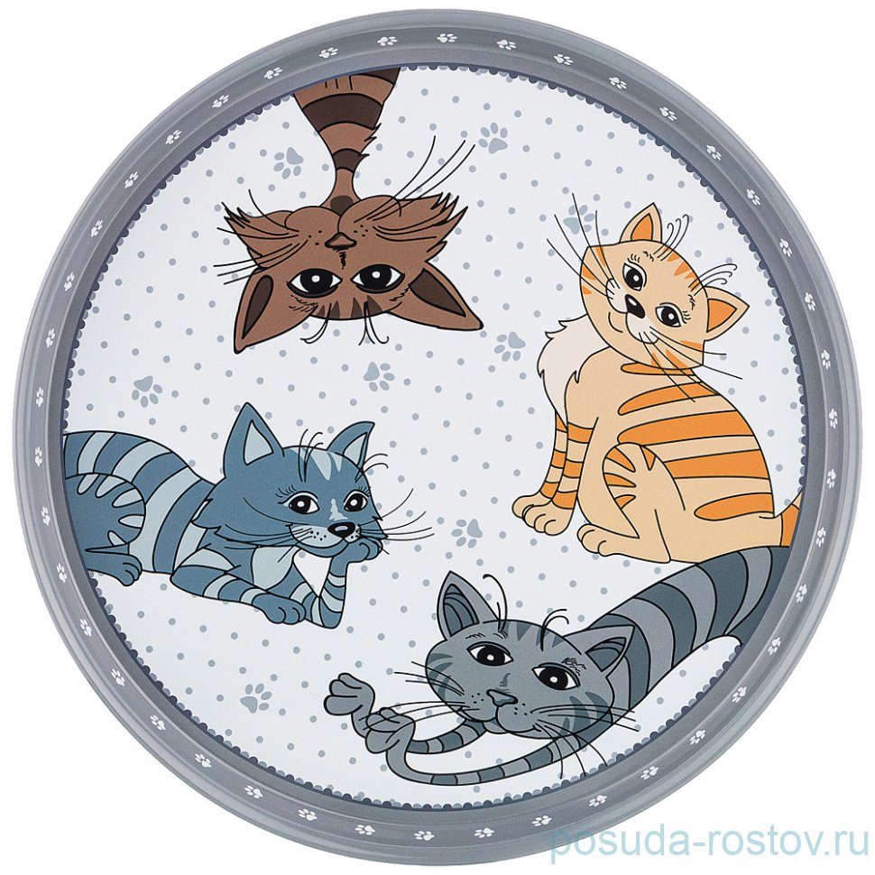 Поднос 33 х 2,1 см сервировочный "Озорные коты" / 209789