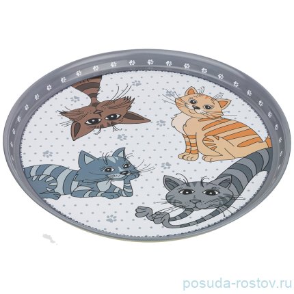 Поднос 33 х 2,1 см сервировочный &quot;Озорные коты&quot; / 209789