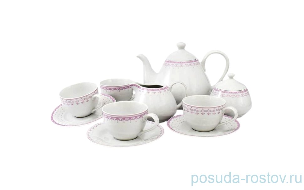 Чайный сервиз на 4 персоны 11 предметов "Hyggelyne /Розовые узоры" / 158496 Чайный сервиз на 4 персоны 11 предметов "Hyggelyne /Розовые узоры" / 158496