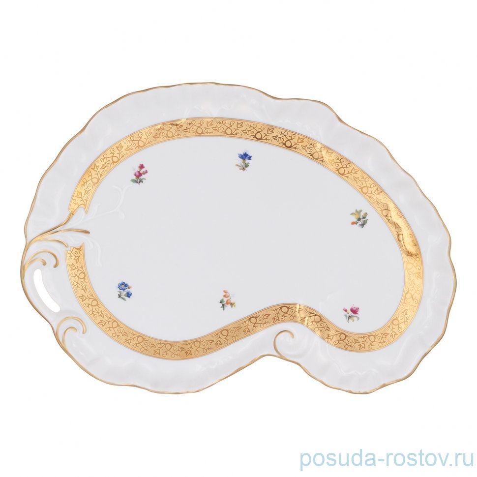 Поднос фигурный "Офелия /Мелкие цветы /золото /3052" / 330528