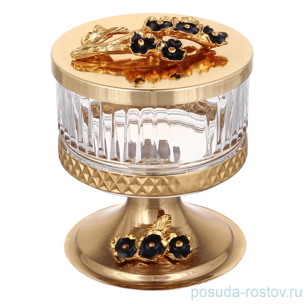 Сахарница 150 мл н/н золотая "Черный цветок"  / 334908