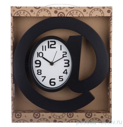 Часы настенные 30 см кварцевые черные &quot;СОБАЧКА&quot; / 187936