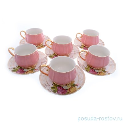 Набор чайных пар 200 мл 6 шт &quot;Розовый тюльпан&quot; / 206279