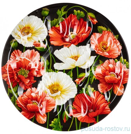 Блюдо для яиц 25 см чёрное &quot;Маки&quot; (6шт.) / 289554