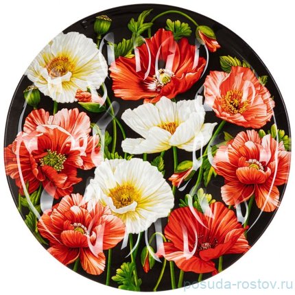 Блюдо для яиц 25 см чёрное &quot;Маки&quot; (6шт.) / 289554