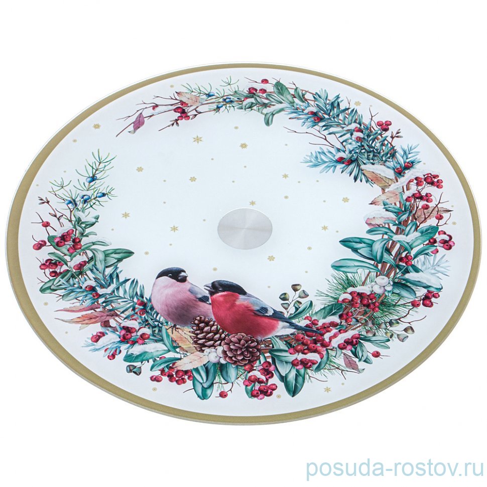 Тортовница вращающаяся снегири 32*2,5 см / 354711