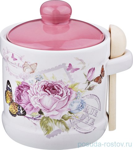 Сахарница 300 мл с ложкой &quot;Романтика&quot; / 190207