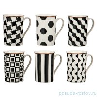 Набор кружек 300 мл 6 шт чёрно-белое &quot;vogue /отводка золото&quot; / 198848
