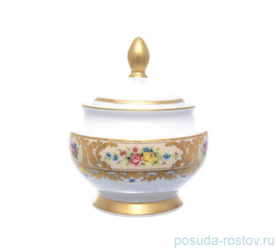 Сахарница 300 мл "Вена /Розочки на бежевом /с золотом" / 198292