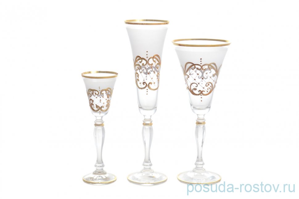 Набор бокалов 18 предметов (50, 180, 190 мл) "Виктория /Лепка матовые" R-G  / 128240