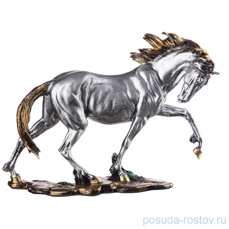 Фигурка 35 х 27 см "Конь" /серебро / 270289