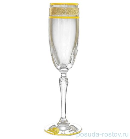Бокалы для шампанского 160 мл 6 шт &quot;Люция /Цветочный узор на платине&quot; / 018256