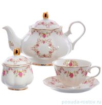 Чайный сервиз на 6 персон 14 предметов (без молочника) &quot;Розовый цветок&quot; / 155521