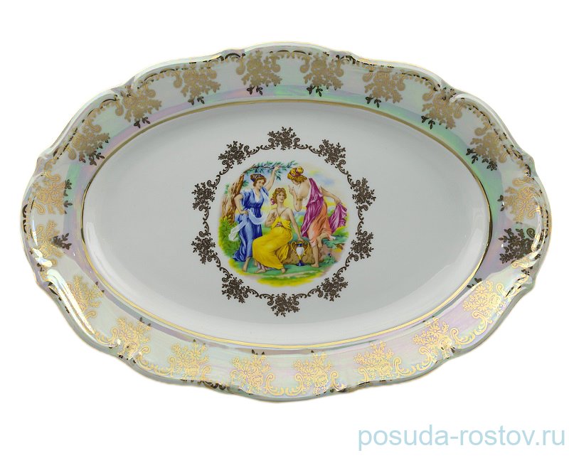 Блюдо 33 см овальное "Мария-Тереза /Мадонна перламутр 2" / 111468
