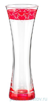 Ваза для цветов 19,5 см "Сердечки /красная лента и дно" / 111391 Ваза для цветов 19,5 см "Сердечки /красная лента и дно" / 111391