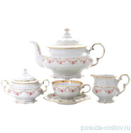 Чайный сервиз на 6 персон 15 предметов &quot;Соната /Розовый цветок&quot; / 137115