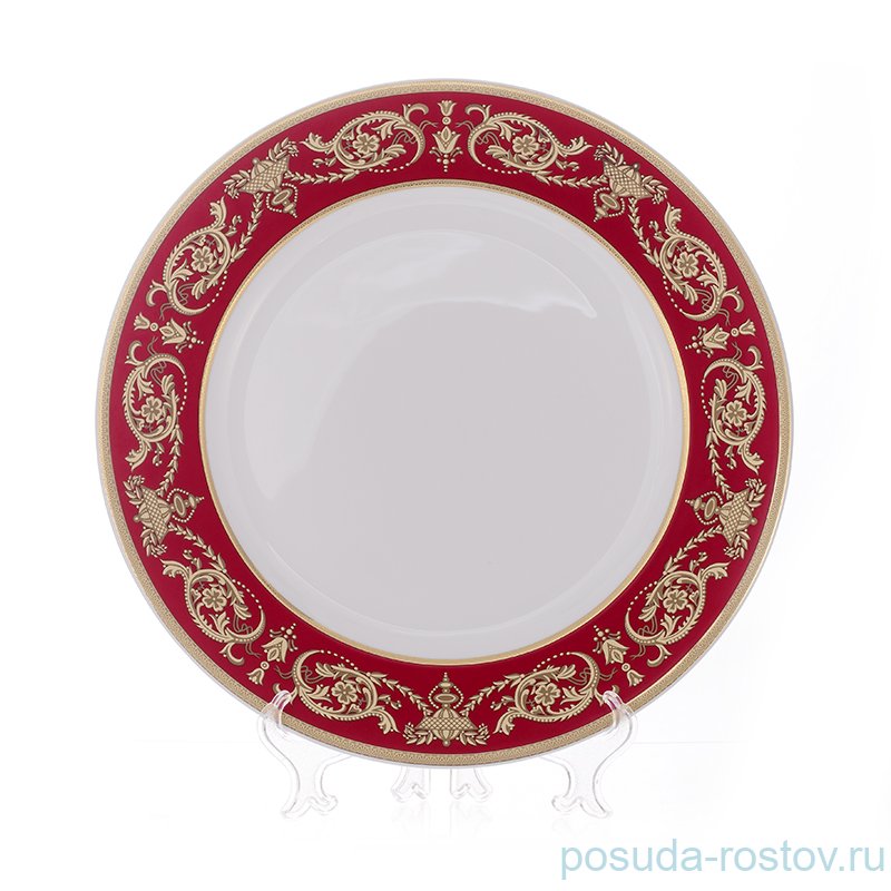 Блюдо 32 см круглое "Александрия /Золотой узор на красном" / 070310