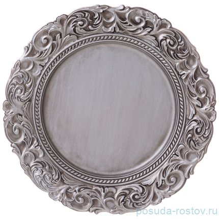 Поднос 32,5 см круглый серебристый &quot;Старинный прованс&quot; / 268279
