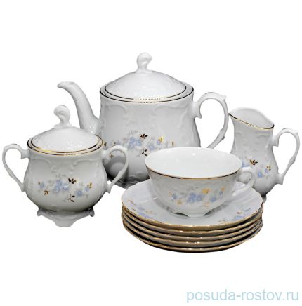 Чайный сервиз на 6 персон 15 предметов &quot;Рококо /Голубой цветок&quot; (220 мл) / 046751