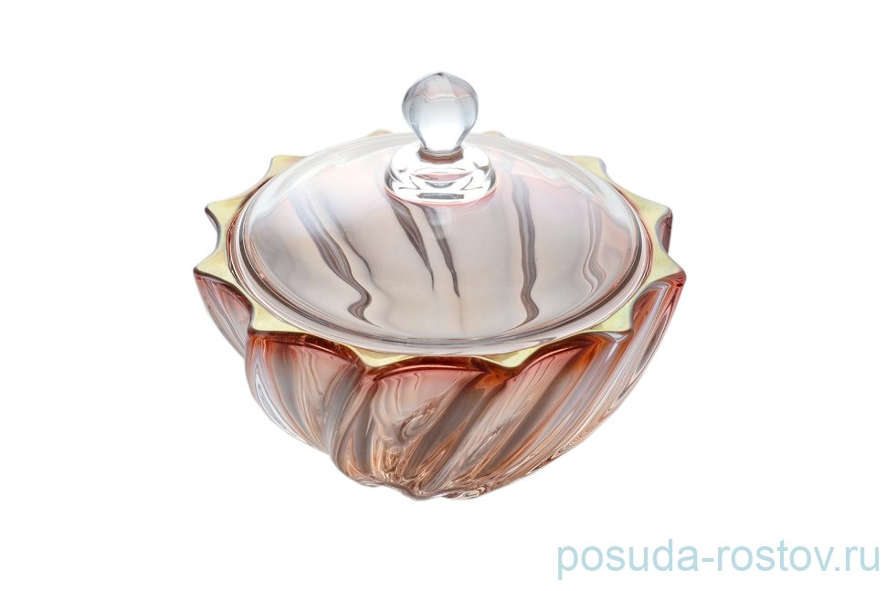 Ваза для конфет 19 см с крышкой "Скаллоп /янтарно-красная" R-G / 131169