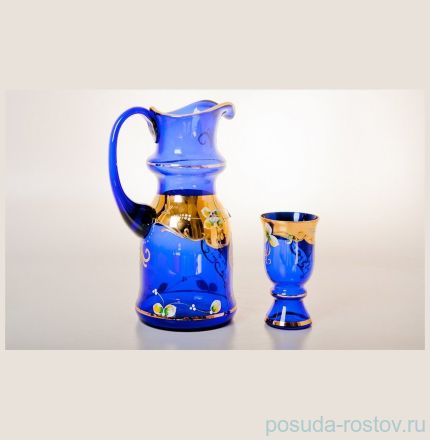 Набор для воды 7 предметов (кувшин 1,5 л + 6 стаканов) &quot;Королевский /Лепка синяя&quot; / 043766