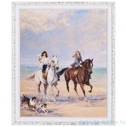 Картина 40 х 50 см &quot;Конная прогулка&quot; /рамка евро белая / 262075
