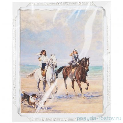 Картина 40 х 50 см &quot;Конная прогулка&quot; /рамка евро белая / 262075