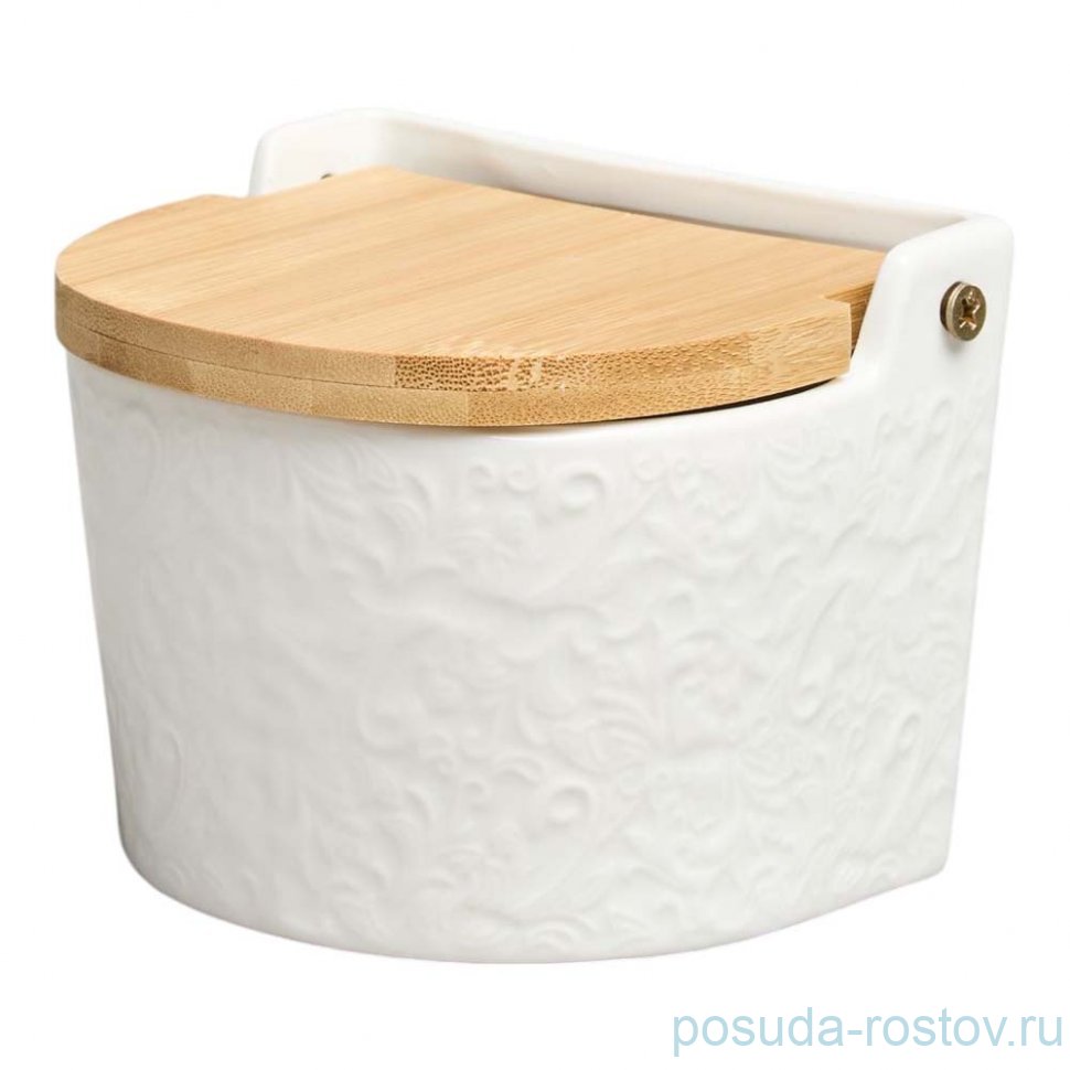 Банка для соли 11,5 х 11 х 9,5 см с деревянной крышкой 450 мл "Muse" / 370167