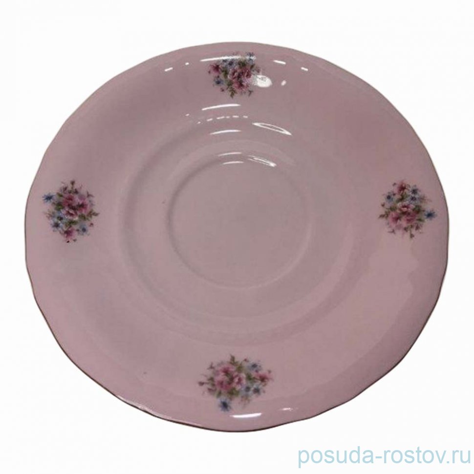 Блюдце 15,5 см 1 шт "Соната /Цветы" розовый / 374337