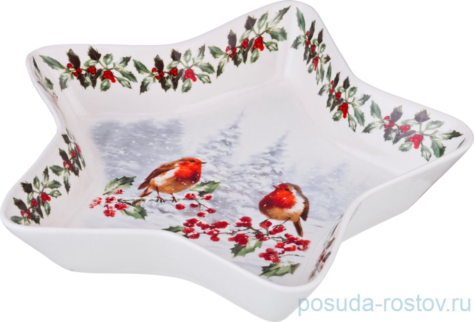 Блюдо 28 х 28 х 5 см звезда "Снегири" / 194728