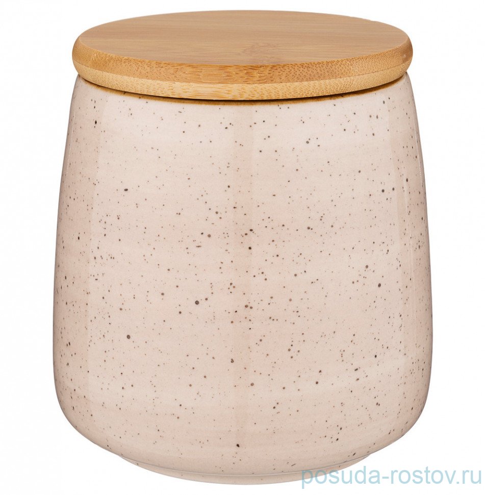 Банка для сыпучих продуктов 13 х 12 см с деревянной крышкой 900 мл "Nature /Бежевое" / 236730