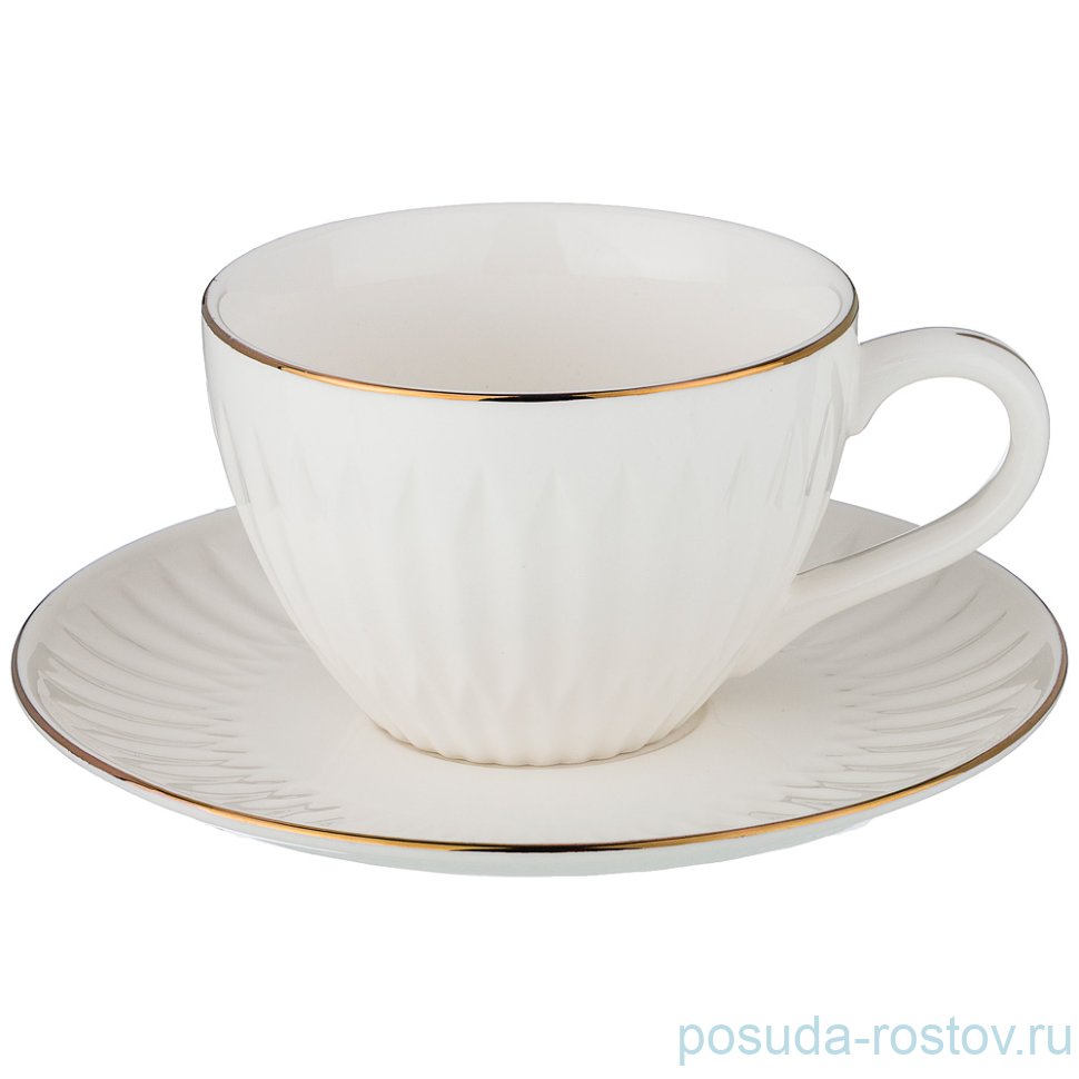 Чайная пара 250 мл 1 шт "Вайт /Отводка золото"  / 195048