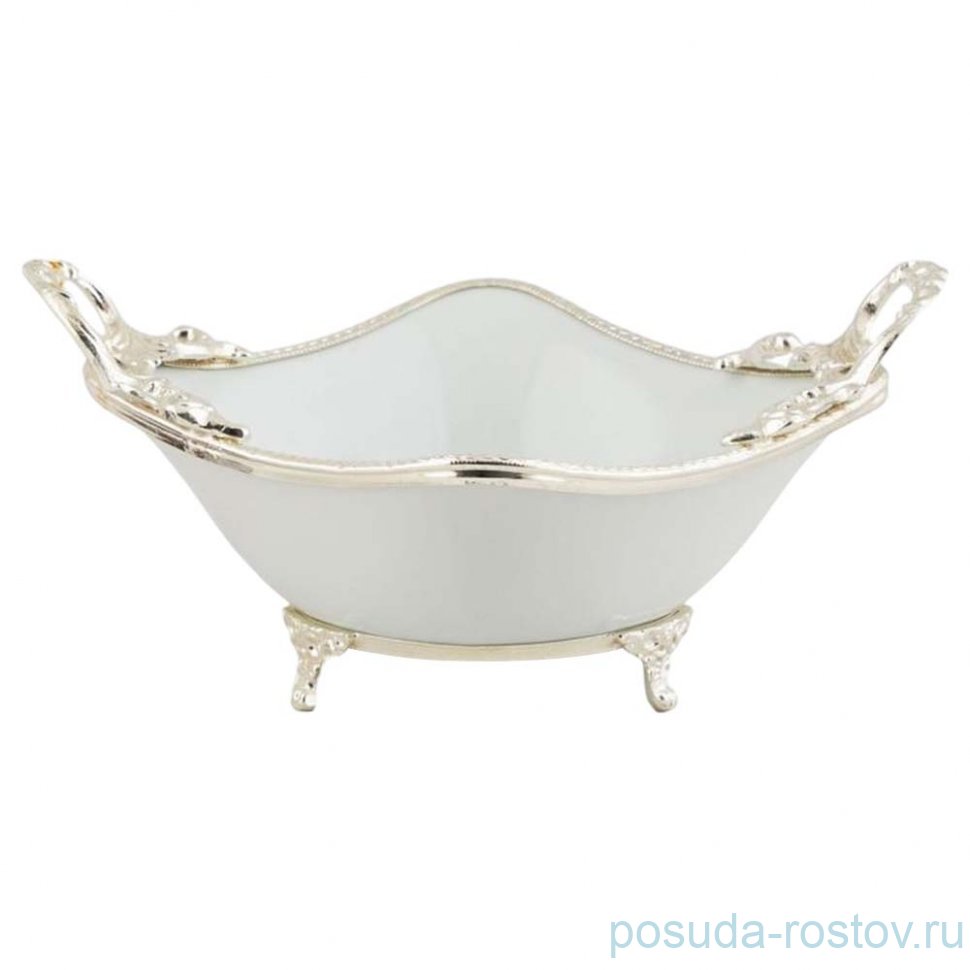 Салатник 24 см квадратный н/н с ручками "Серебряный ободок" / 348497 Салатник 24 см квадратный н/н с ручками "Серебряный ободок" / 348497