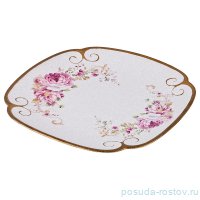 Блюдо 31 х 31 х 2,5 см квадратное &quot;Букет /Золотая отводка&quot; / 190858