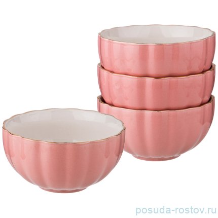 Набор салатников 4 шт &quot;Розовый /Золото&quot; / 187001