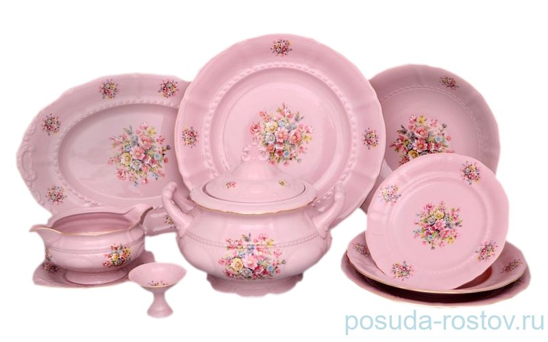 Столовый сервиз на 6 персон 25 предметов "Соната /Бледные цветы" розовая / 158460 Столовый сервиз на 6 персон 25 предметов "Соната /Бледные цветы" розовая / 158460
