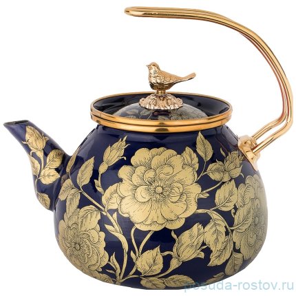 Чайник 3 л эмалированный чёрный &quot;agness /золотые цветы&quot; / 196420