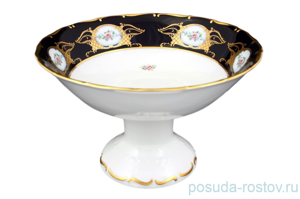 Фруктовница 23 см н/н  Bohemia Porcelan Moritz Zdekauer 1810 s.r.o. "Анжелика /Цветы /Кобальт" / 072014