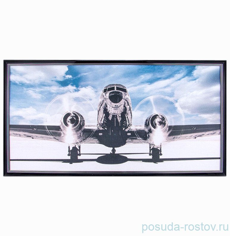 Фотопостер 50 х 100 см "Самолет" рамка черный лак с серебром / 275094