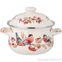 Кастрюля 18 х 11 см с крышкой эмалированная 2 л &quot;Снегири&quot; / 362215