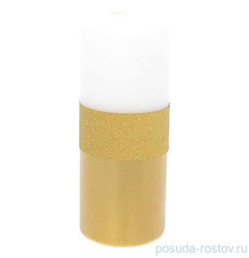 5e56c6d38b7b1f84a532f70feacb626f Свеча 5,8 х 15 см ADPAL "Brilliant Gold" (матовый белый/металлик золотой) / 229301