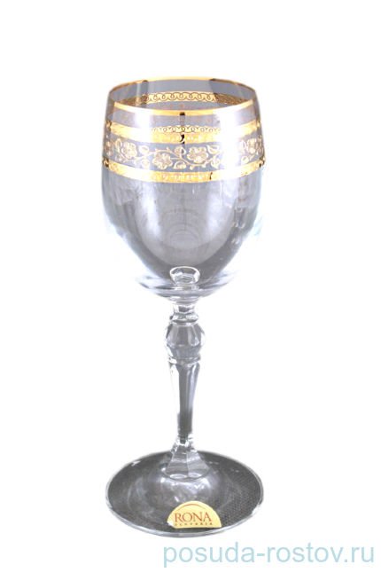 Бокалы для белого вина 200 мл 6 шт &quot;Ларго /Золотой цветочный кант&quot; / 018484