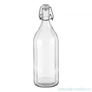 Бутылка с зажимом 1 л гранённая &quot;DELLA CASA /Без декора&quot; / 145353