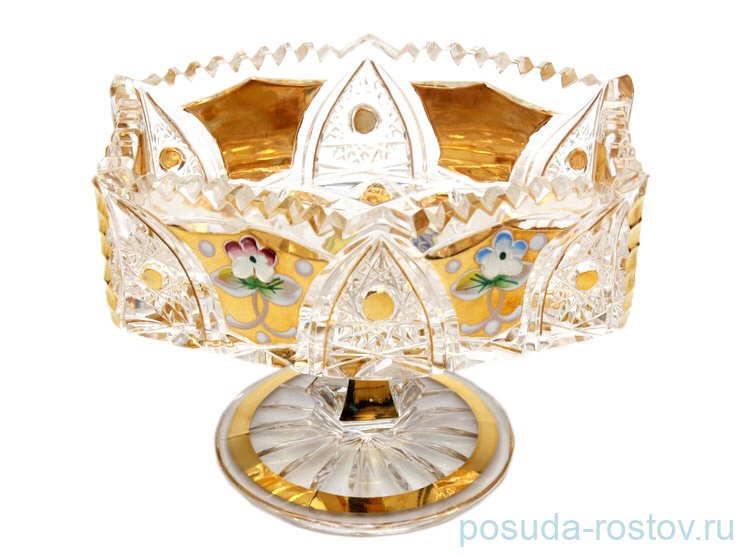 Вазочка для варенья 12 см прямоугольная "Хрусталь с золотом" / 064762 Вазочка для варенья 12 см прямоугольная "Хрусталь с золотом" / 064762