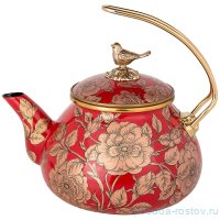 Чайник 2,2 л эмалированный красный &quot;agness /золотые цветы&quot; / 196428