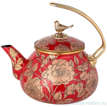 Чайник 2,2 л эмалированный красный &quot;agness /золотые цветы&quot; / 196428