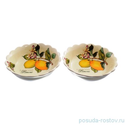 Тарелка 20,5 см глубокая 2 шт &quot;Artigianato ceramico /Лимоны&quot; / 060074
