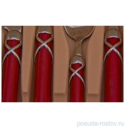 Столовые приборы 24 предмета на 6 персон красные, сер. &quot;Ривадосси /Фиокко&quot; / 028739