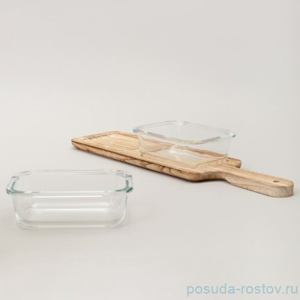 Менажница 2-х секционная на деревянной подставке 370 мл / 363874