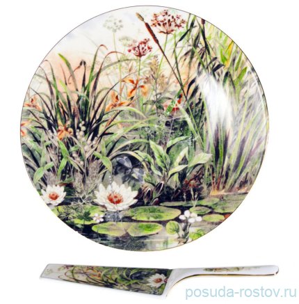 Тарелка для торта 27 см с лопаткой 24,5 см &quot;Кувшинка&quot; / 232491